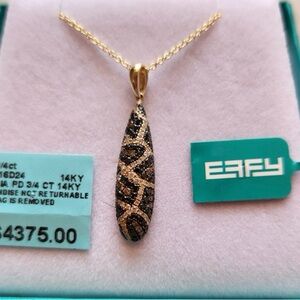 EFFY 14K Yellow Gold Espresso, Black and White Diamond Pendant,
0.75 TCW